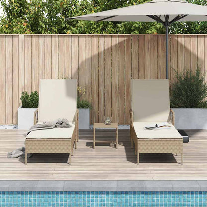 Espreguiçadeira com almofada 2 pcs Bege 35 x 35 x 32cm vime PE