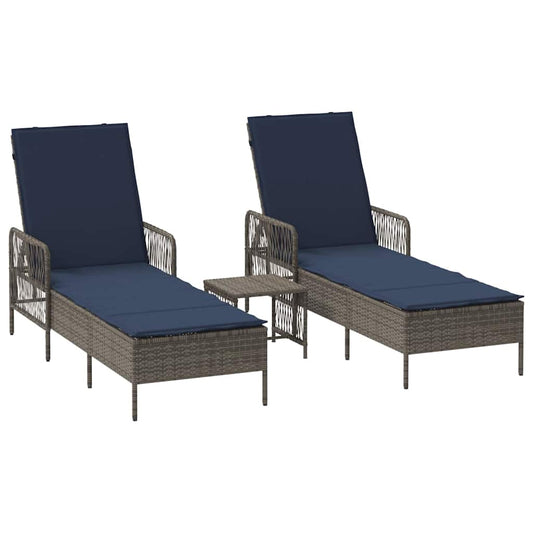 Espreguiçadeira 2-pessoa 2 pcs Cinzeto 35 x 35 x 32cm vime PE