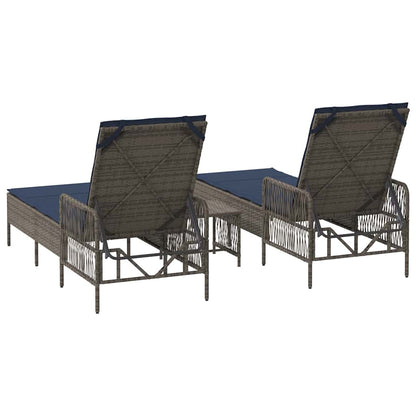 Espreguiçadeira 2-pessoa 2 pcs Cinzeto 35 x 35 x 32cm vime PE