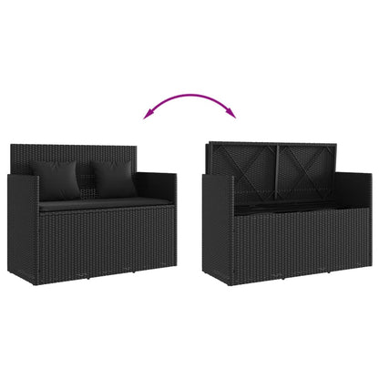 Banco de jardim com almofadões vime PE preto