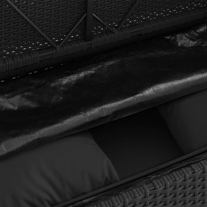 Banco de jardim com almofadões vime PE preto