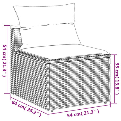 Sofás de jardim sem braços com almofadões 2 pcs vime PE cinza