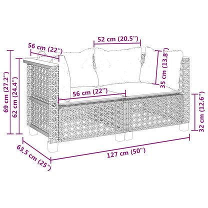 Sofás de canto para jardim com almofadões 2 pcs vime PE bege