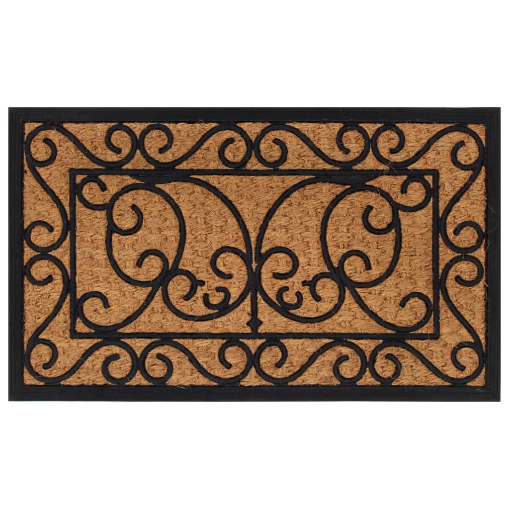Tapete de porta retangular 45x75 cm borracha e fibra de coco