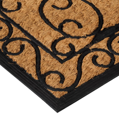 Tapete de porta retangular 45x75 cm borracha e fibra de coco