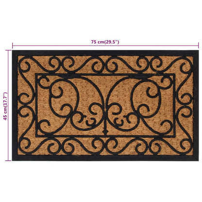 Tapete de porta retangular 45x75 cm borracha e fibra de coco