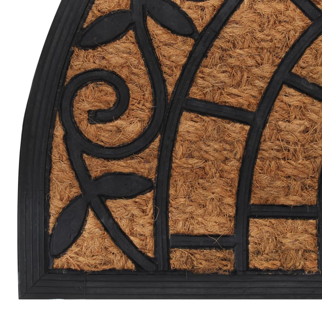 Tapete de porta semicircular 45x75 cm borracha e fibra de coco