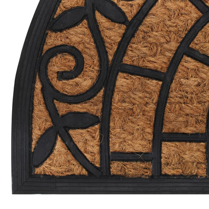 Tapete de porta semicircular 45x75 cm borracha e fibra de coco