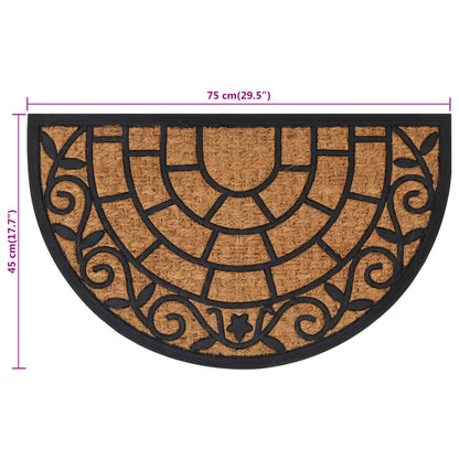 Tapete de porta semicircular 45x75 cm borracha e fibra de coco