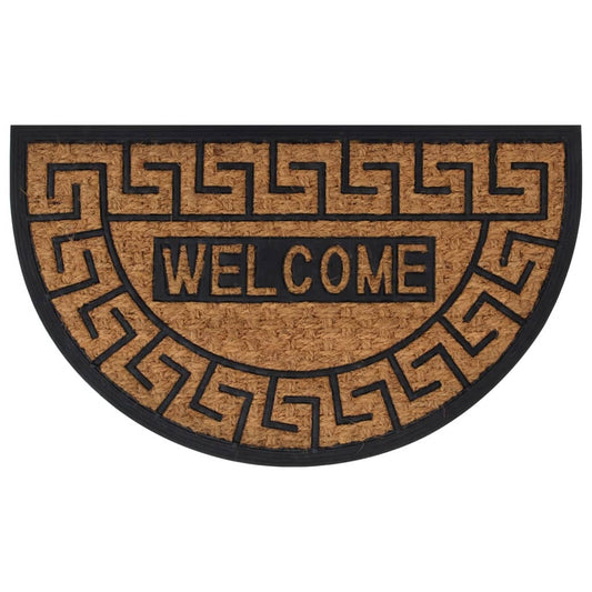 Tapete de porta semicircular 45x75 cm borracha e fibra de coco
