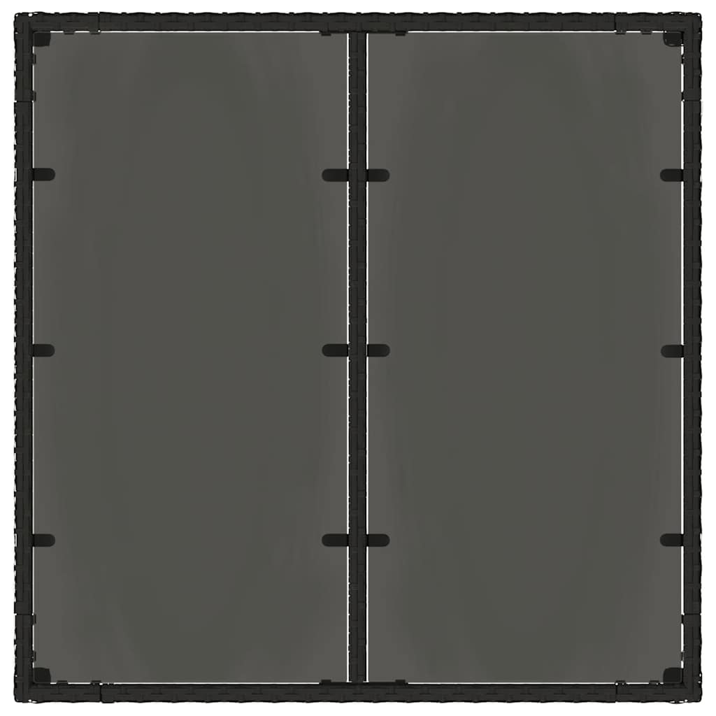 Mesa de jardim com tampo de vidro 90x90x75 cm vime PE preto