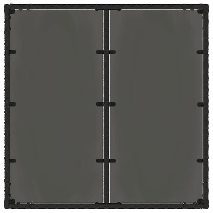 Mesa de jardim com tampo de vidro 90x90x75 cm vime PE preto