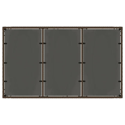 Mesa de jardim com tampo de vidro 150x90x75 cm vime PE castanho
