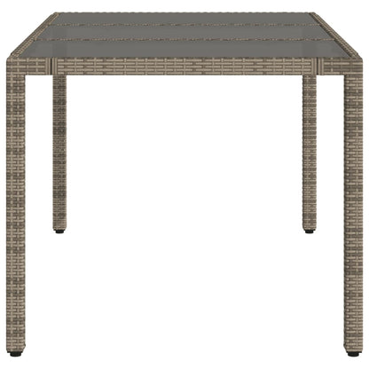 Mesa de jardim com tampo de vidro 150x90x75 cm vime PE cinzento