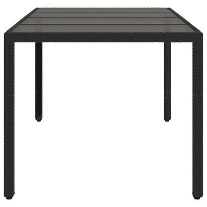 Mesa de jardim com tampo de vidro 190x90x75 cm vime PE preto