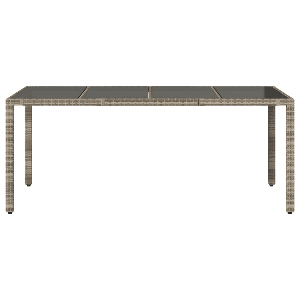 Mesa de jardim com tampo de vidro 190x90x75 cm vime PE cinza