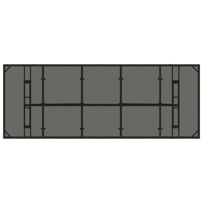 Mesa de jardim com tampo de vidro 240x90x75 cm vime PE preto