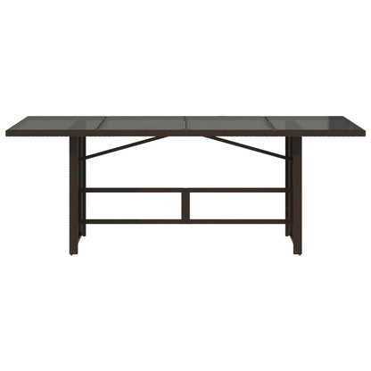 Mesa de jardim com tampo de vidro 190x80x75 cm vime PE castanho