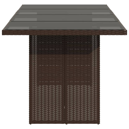 Mesa de jardim com tampo de vidro 190x80x75 cm vime PE castanho