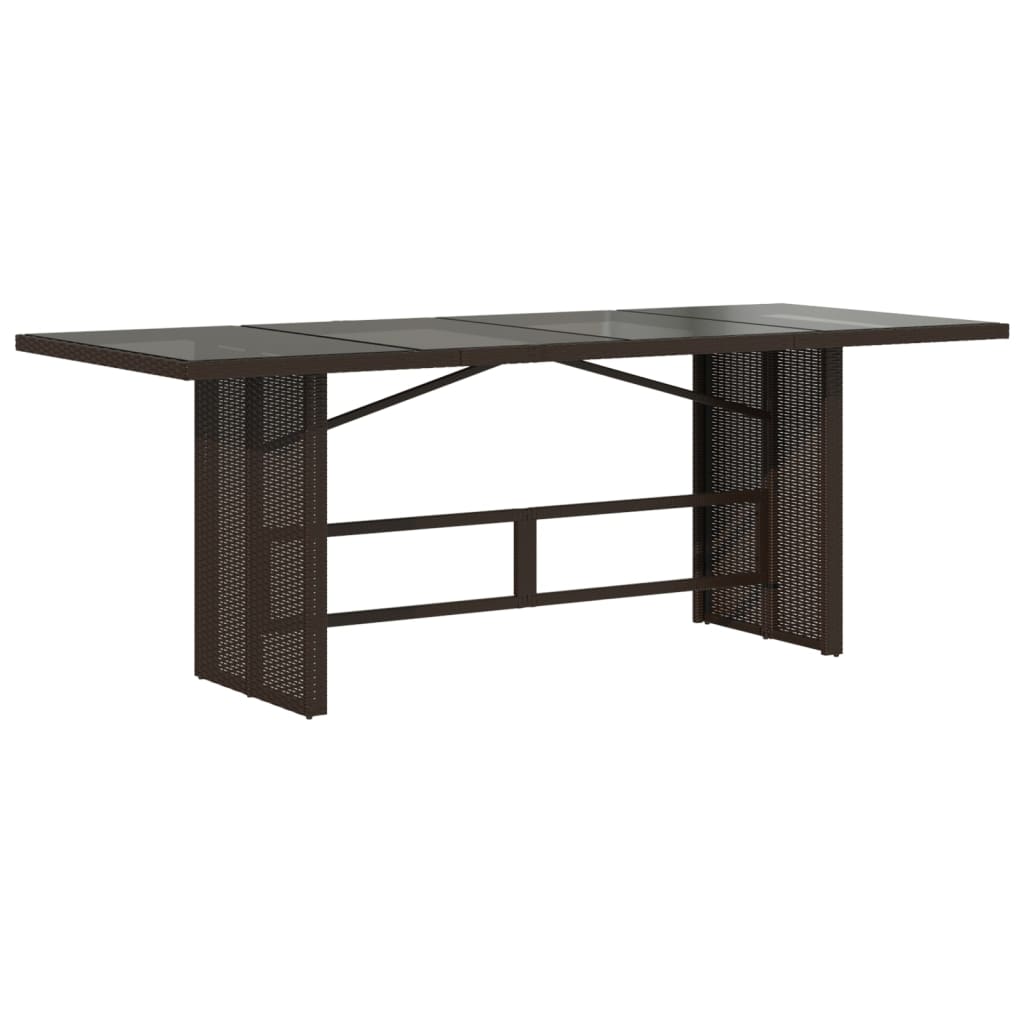 Mesa de jardim com tampo de vidro 190x80x75 cm vime PE castanho