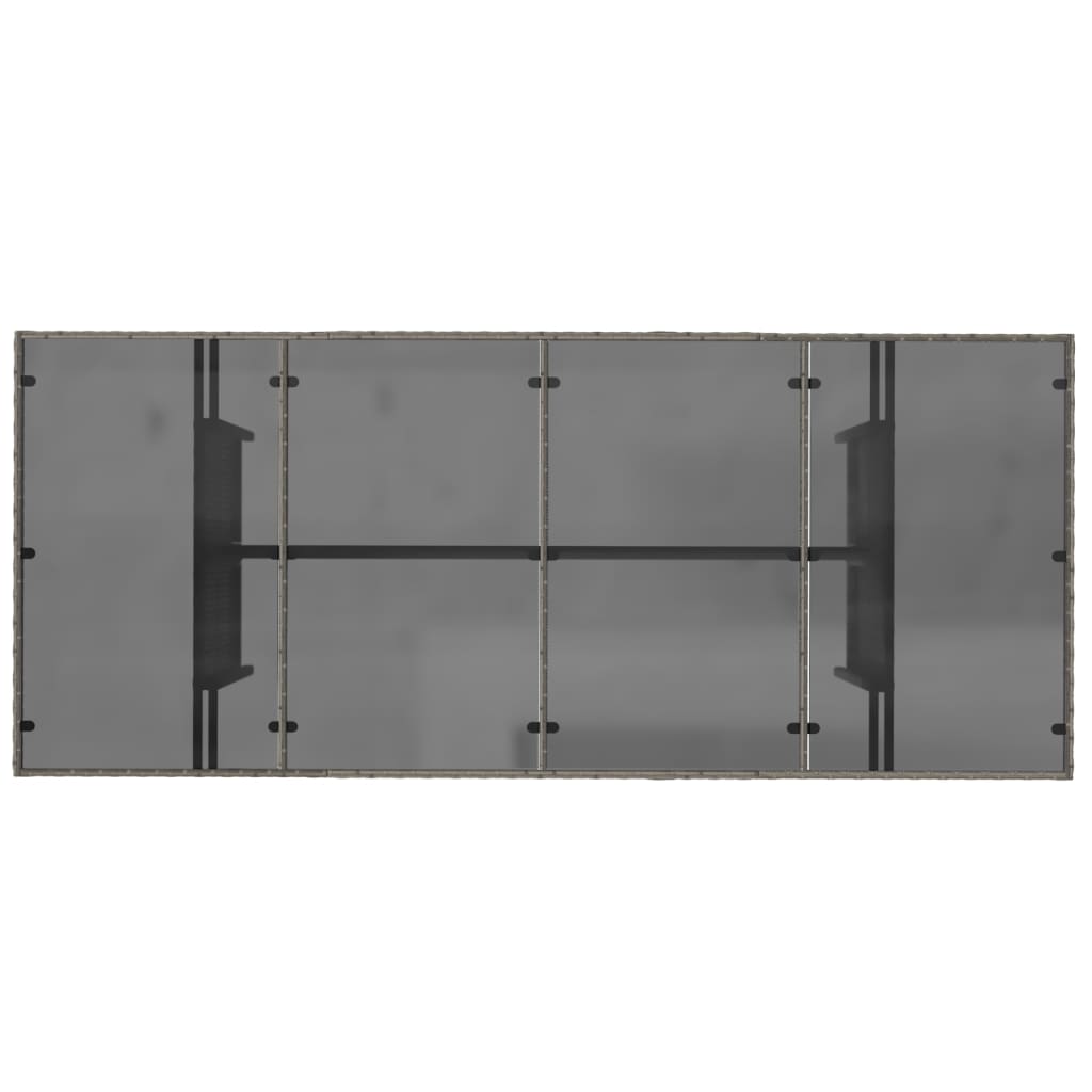 Mesa de jardim com tampo de vidro 190x80x75 cm vime PE cinza