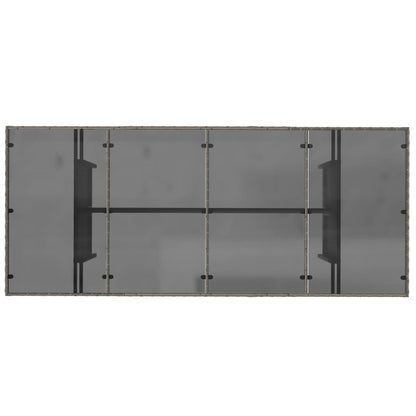 Mesa de jardim com tampo de vidro 190x80x75 cm vime PE cinza