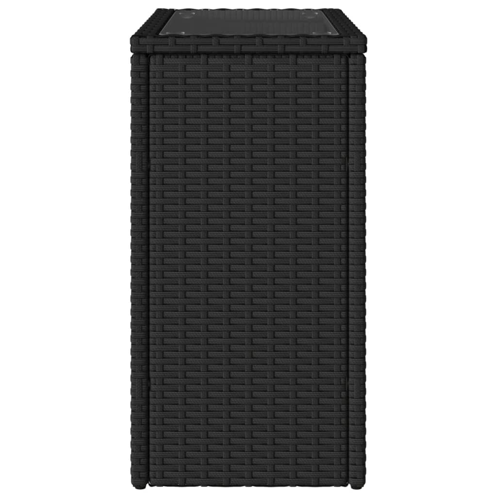 Mesa de apoio jardim c/ tampo vidro 58x27,5x55 cm vime PE preto