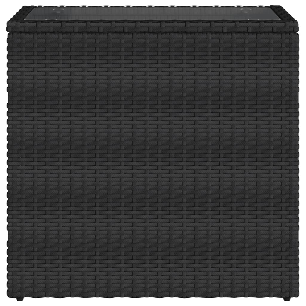 Mesa de apoio jardim c/ tampo vidro 58x27,5x55 cm vime PE preto