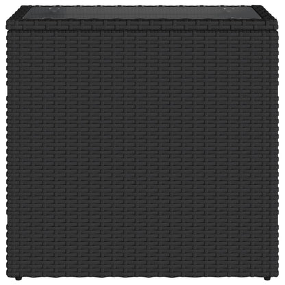 Mesa de apoio jardim c/ tampo vidro 58x27,5x55 cm vime PE preto