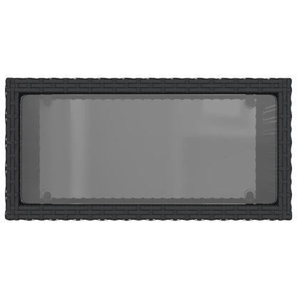 Mesa de apoio jardim c/ tampo vidro 58x27,5x55 cm vime PE preto