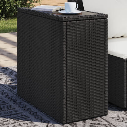 Mesa de apoio jardim c/ tampo vidro 58x27,5x55 cm vime PE preto
