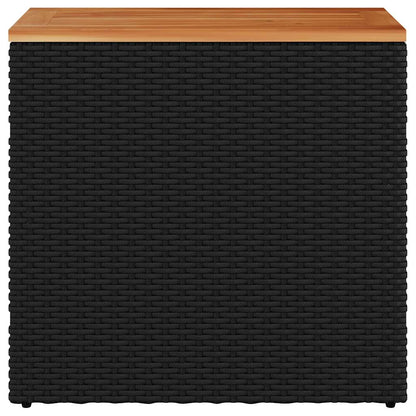Mesa lateral de jardim com tampo de madeira preta 58x27,5x55 cm vime sintético
