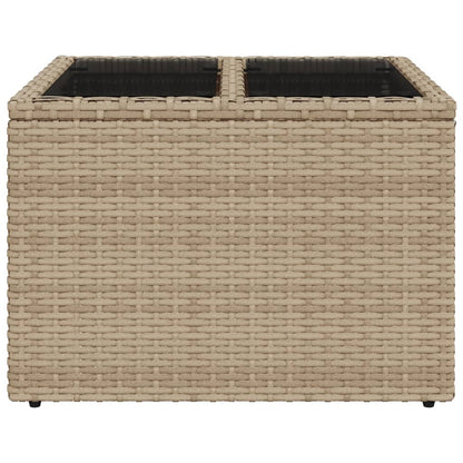 Mesa de jardim com tampo de vidro 55x55x37 cm vime PE bege