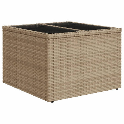 Mesa de jardim com tampo de vidro 55x55x37 cm vime PE bege
