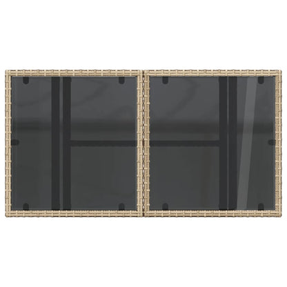 Mesa de jardim com tampo de vidro 100x55x73 cm vime PE bege