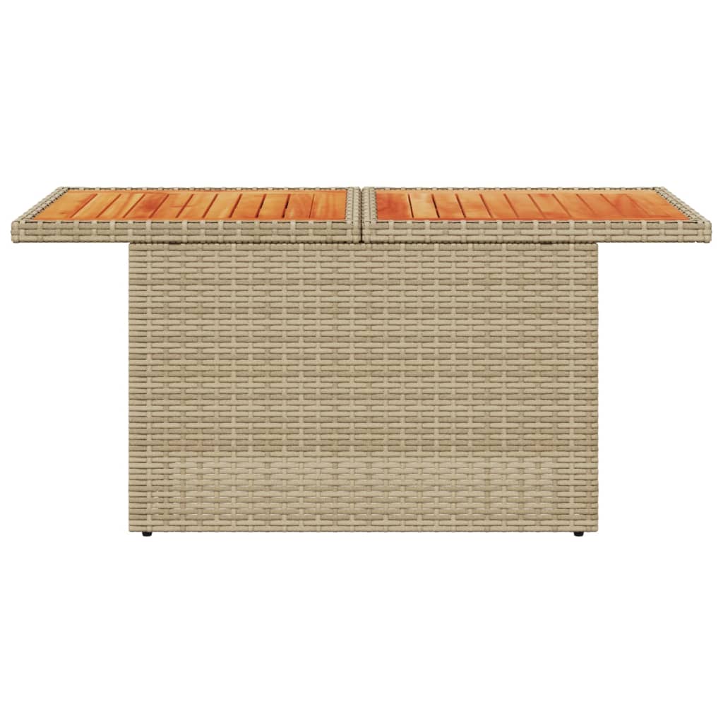 Mesa de jardim 100x55x73 cm vime PE e madeira de acácia bege