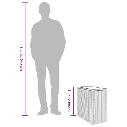 Mesa de apoio jardim c/ tampo vidro 58x27,5x55 cm vime PE bege