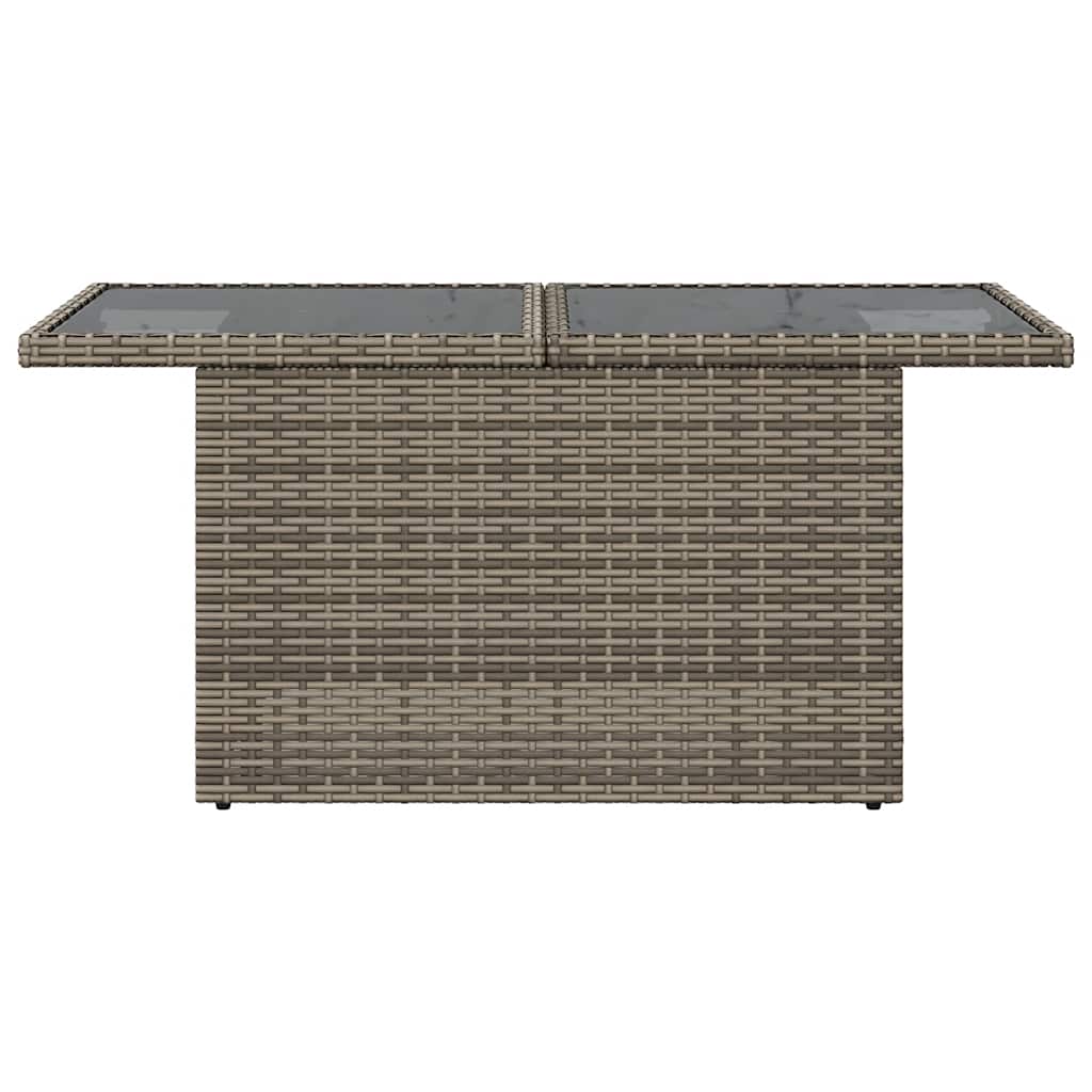 Mesa de jardim com tampo de vidro 100x55x73 cm vime PE cinza
