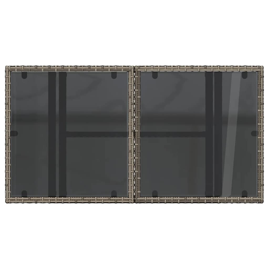 Mesa de jardim com tampo de vidro 100x55x73 cm vime PE cinza