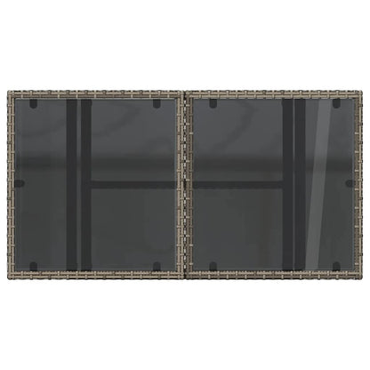 Mesa de jardim com tampo de vidro 100x55x73 cm vime PE cinza