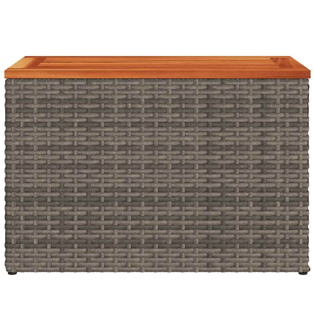 Mesas de apoio p/ jardim 2 pcs vime PE/madeira maciça cinzento