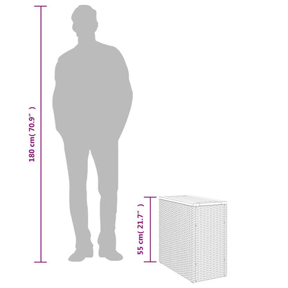 Mesa apoio jardim c/ tampo madeira 58x27,5x55 cm vime PE cinza