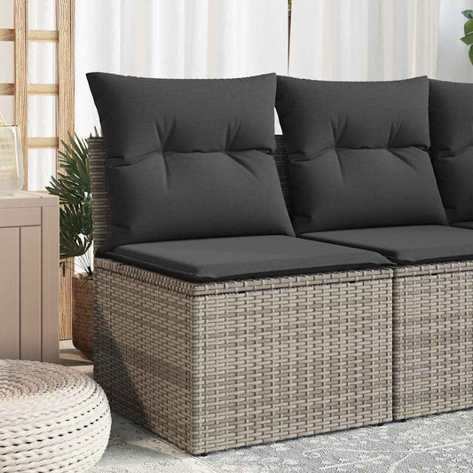 Cadeira de jardim sem apoio braços c/ almofadões vime PE cinza