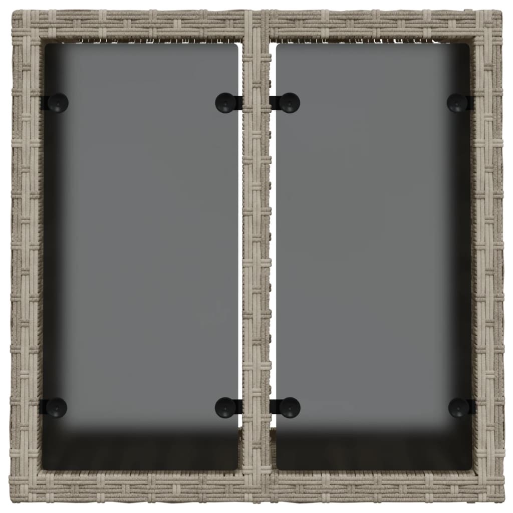 Mesa de jardim c/ tampo de vidro 55x55x37cm vime PE cinza-claro