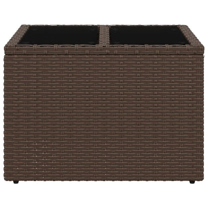 Mesa de jardim com tampo de vidro 55x55x37 cm vime PE castanho