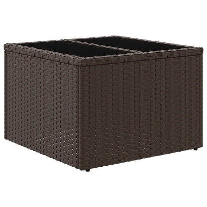Mesa de jardim com tampo de vidro 55x55x37 cm vime PE castanho