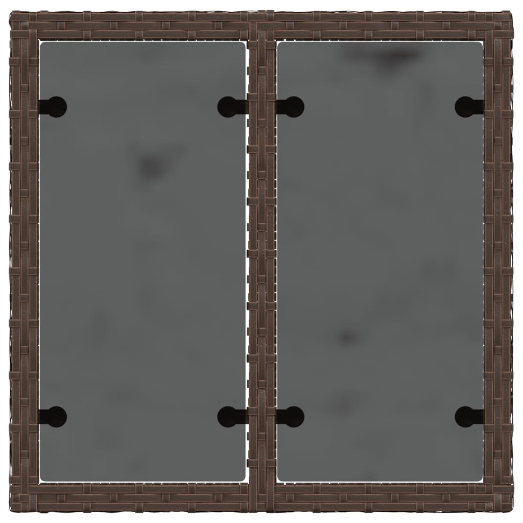Mesa de jardim com tampo de vidro 55x55x37 cm vime PE castanho