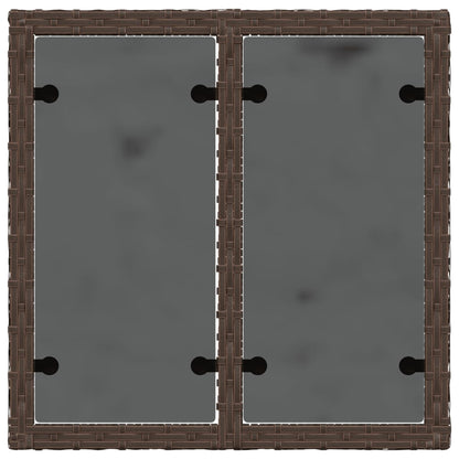 Mesa de jardim com tampo de vidro 55x55x37 cm vime PE castanho
