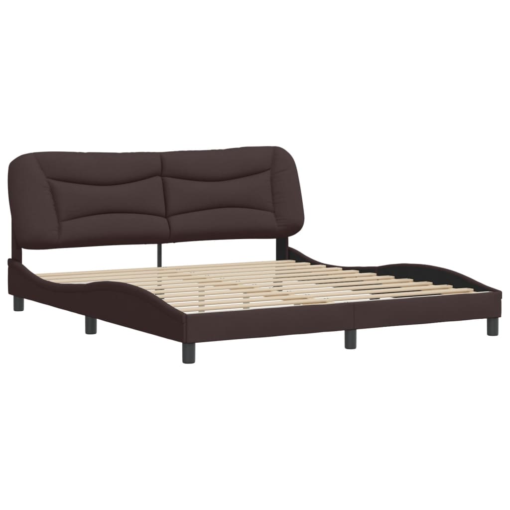 Estrutura de cama sem colchão Hvar 180x200 cm tecido castanho-escuro