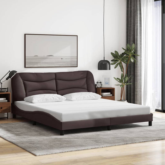 Estrutura de cama sem colchão Hvar 180x200 cm tecido castanho-escuro